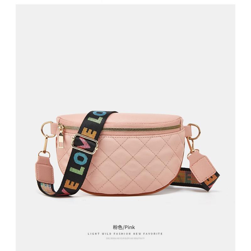 Fashion embroidered rhombus crossbody zipper fanny pack casual women's bag