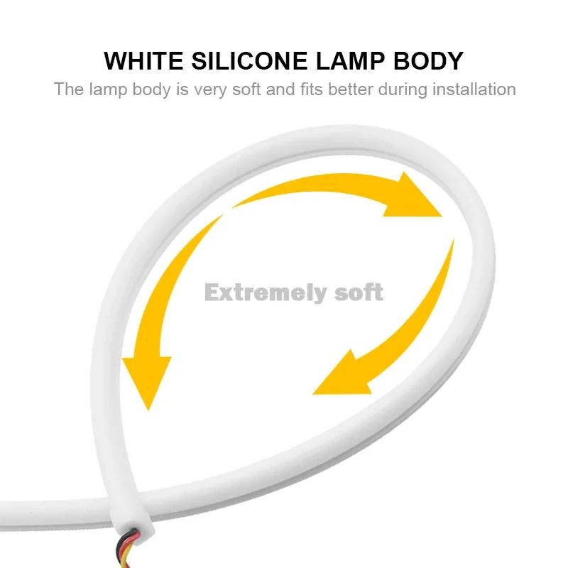 2Pcs RGB LED DRL Daytime Running Light Flowing Turn Signal Lamp APP/RF Remote Control LED Headlight Strips For Car Accessory 12V
