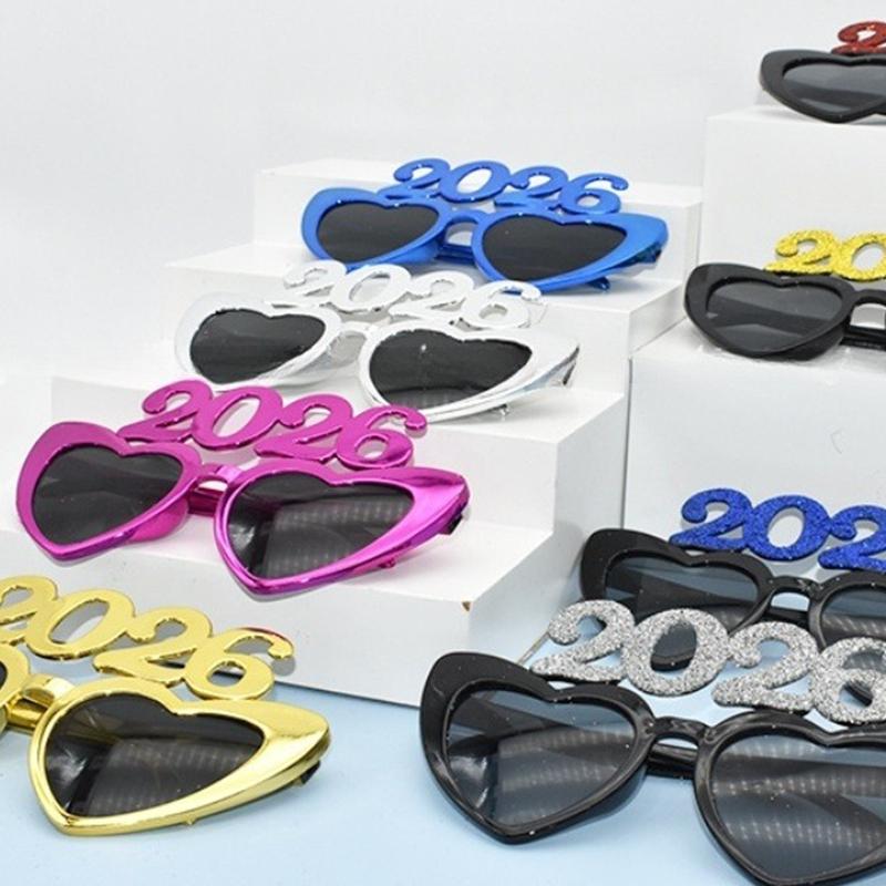 2026 Number Eyeglasses 2026 Happy Year Glasses Diamond Glitter Sunglasses Cosplay Prop Xmas Party Decoration Funny Glasses