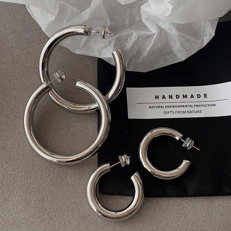 Silver Metal Hoop Earrings 2026 New Popular Style High-End Earrings Light Luxury Unisex Simple European and American Style Earrings