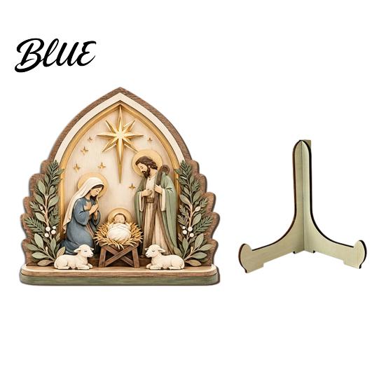 Religious Holiday Home Manger Holy Scene Tabletop Wooden Decorations Nativity Sign Christmas Family Figurine Decor Teak Wood Jesus Birth