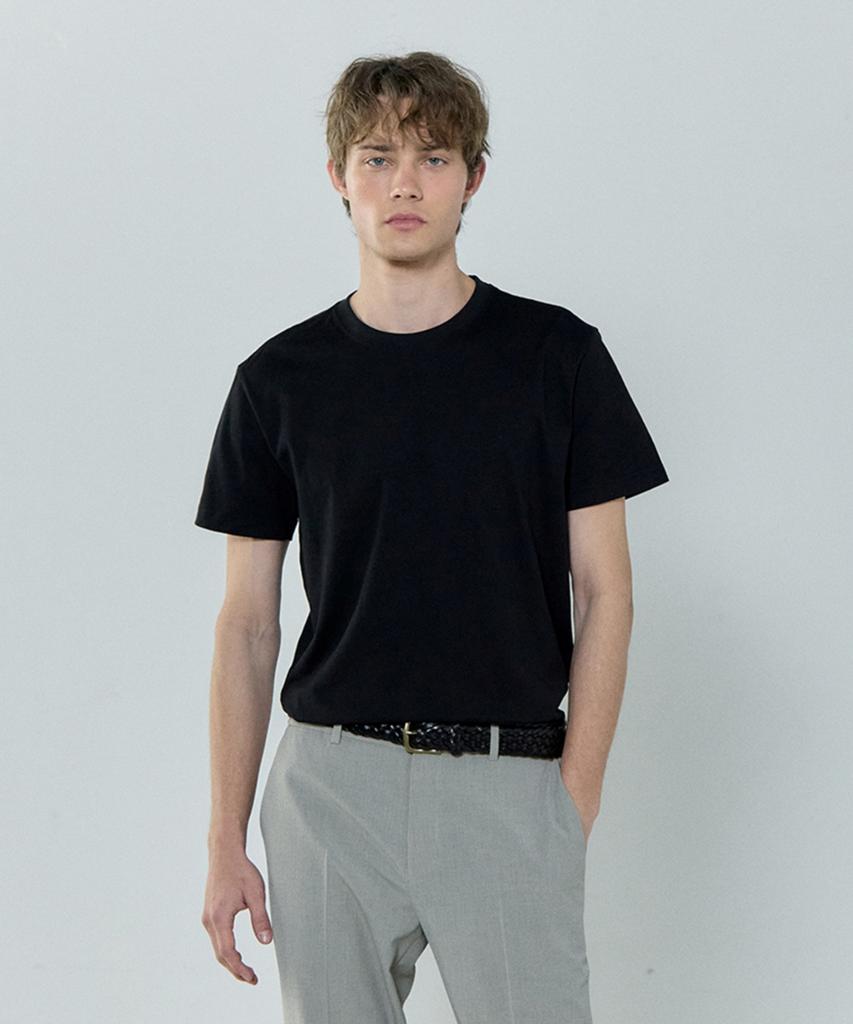 BASIC HOUSE 30-Count Cotton Regular Fit Round Plain Short Sleeve T-Shirt (6 Colors) Lats0126 (Type A)