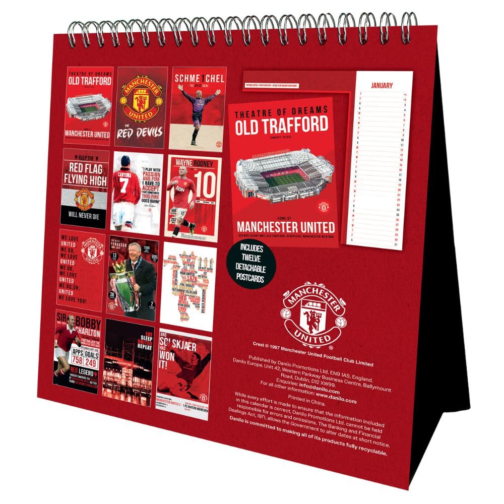 Manchester United FC 2026 Crest Desktop Calendar