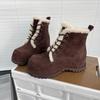 Hässlich süße dicke Kopf-Reißverschluss-Kurzstiefel Damen Winter Martin Stiefel Plüsch warm und frostschutzmittel Retro Schnürstiefel flauschige Stiefel