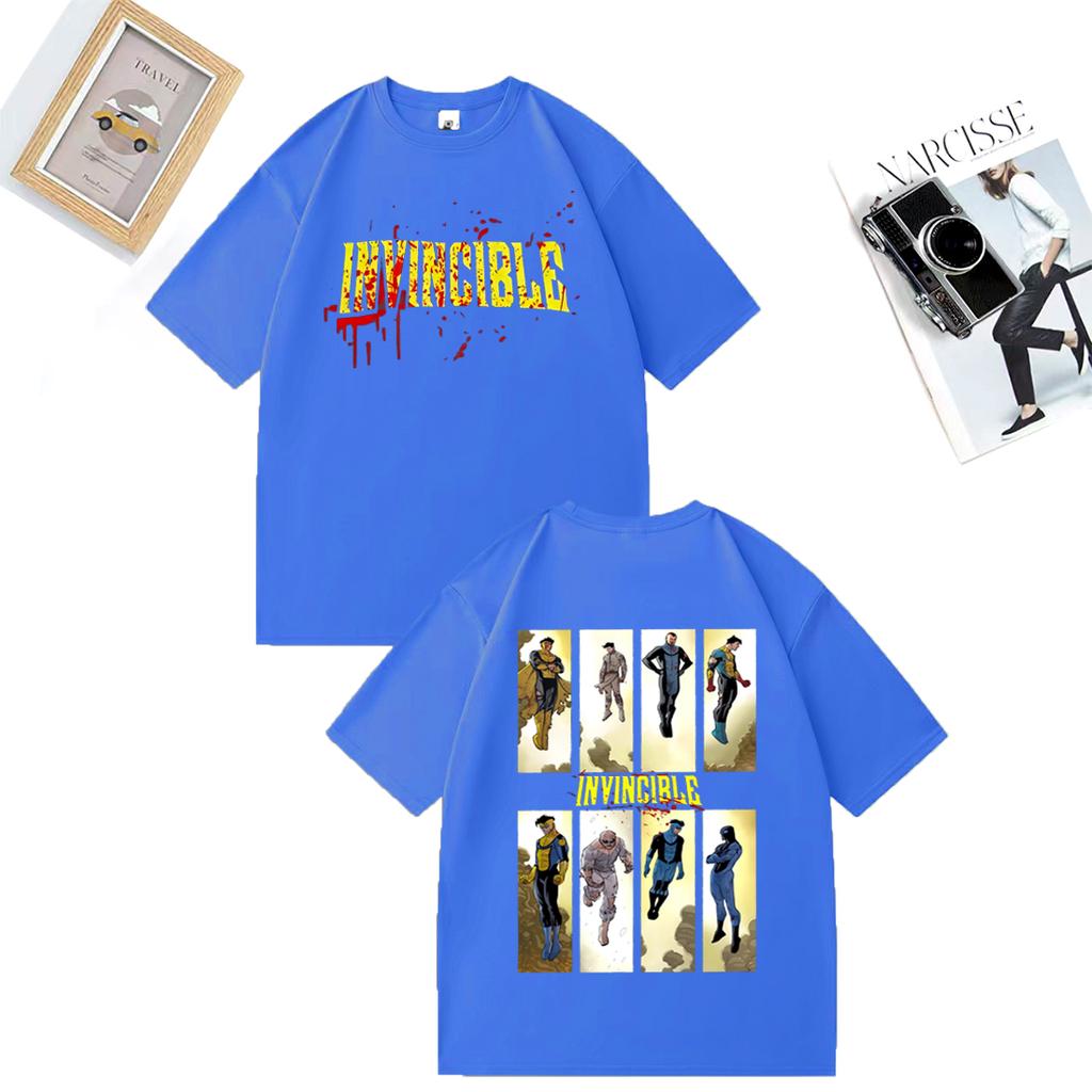 Invincible Blood Splat Logo Merch Men Women T Shirts Hip Hop Pure Cotton Streetwear Tees Graphic  Adult Anime Tops Loose T-shirt
