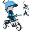 6-in-1 Children's Tricycle, Canopy, 5-Point Harness, Footrests, Brake, 1-5 Years, Blue