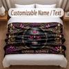 Skull Gothic Theme Soft Blanket Personalized Custom Name Text Print Warm Blanket Home Sofa Bedroom Decor