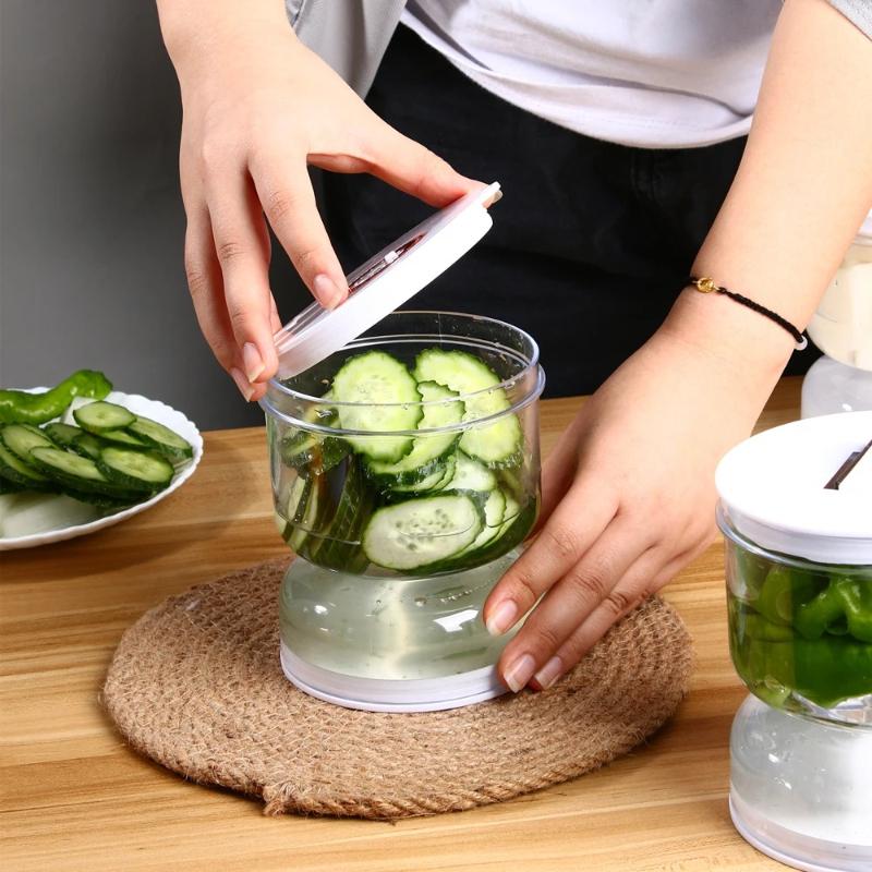 Versiegeltes Einmachglas für Pickle Home Nass- und Trockentrennung Einmachglas mit Klappbehälter und Sieb Olivenbehälter im Sanduhr-Design
