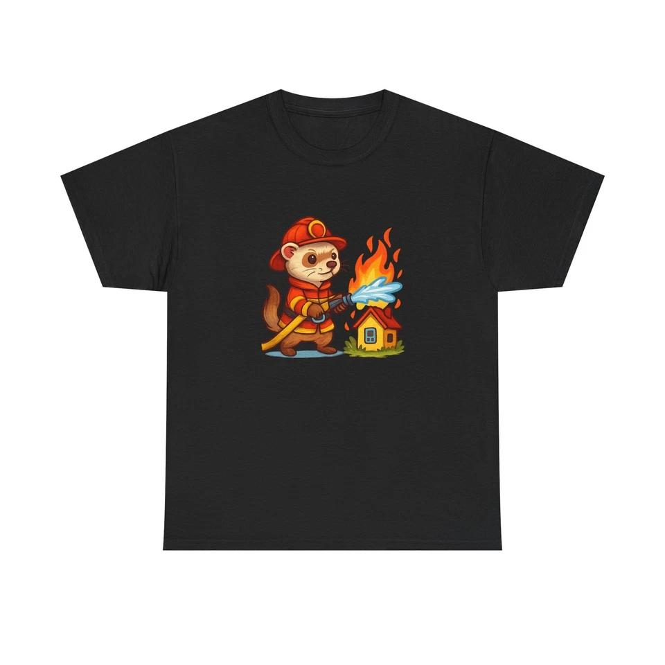 Unisex Adult T Shirt Fearless Ferret Firefighter Heroic Rescue XL