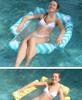 Inflatable Four-Tube Mesh Lounge Chair: Striped Hammock-Style Floating Bed for Water Recreation
