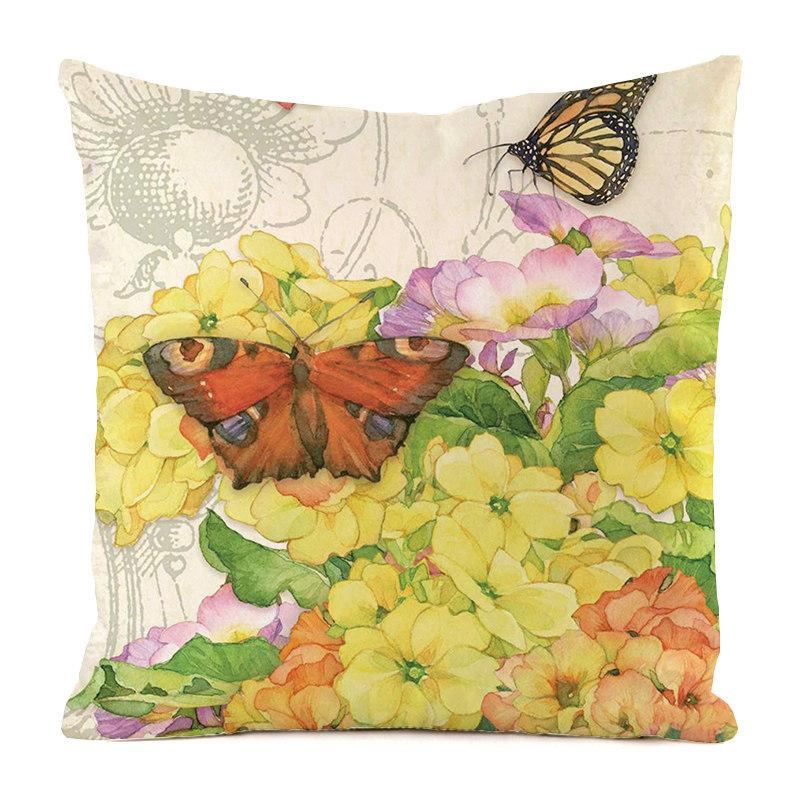 Colorful Countryside Butterfly Digital Printing Short Plush Pillow Covers For Car Sofa Office Cushion Cover Home Goods