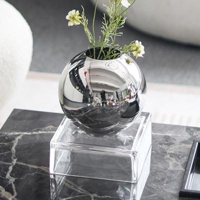 Metalowy Okrągły Wazon Kula Geometryczny Srebrny Wazon Kula Akcesoria do Kompozycji Kwiatowych Terrarium Akcesoria do Dekoracji Domu