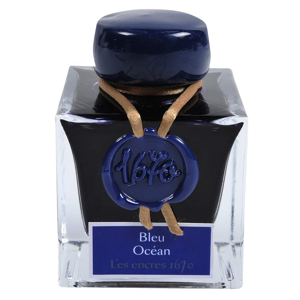 

Jacques Herbin Anniversary Ink 50ml gold for fountain pens and dip Ocean HBJ15018 1670, (with particles), pens, Blue,