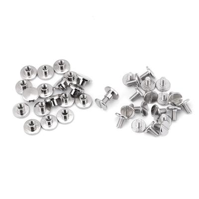 20Pcs Set Durable Brass Threaded Flat Head Nut Nail Rivets Screws Leather Craft Repair Supplies