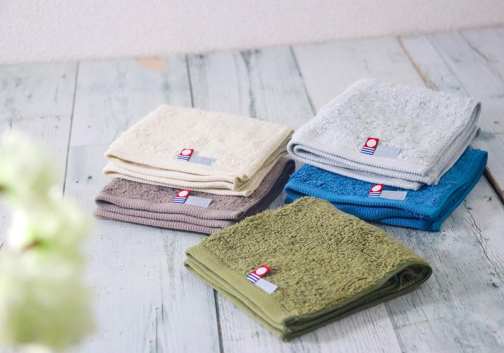 Made In Certified Imabari Towel First Set of 3 1 Soft and Fluffy Special Cotton Japan, Handkerchiefs, 25x25cm, (2 Brown, Blue), Yarn, 100%