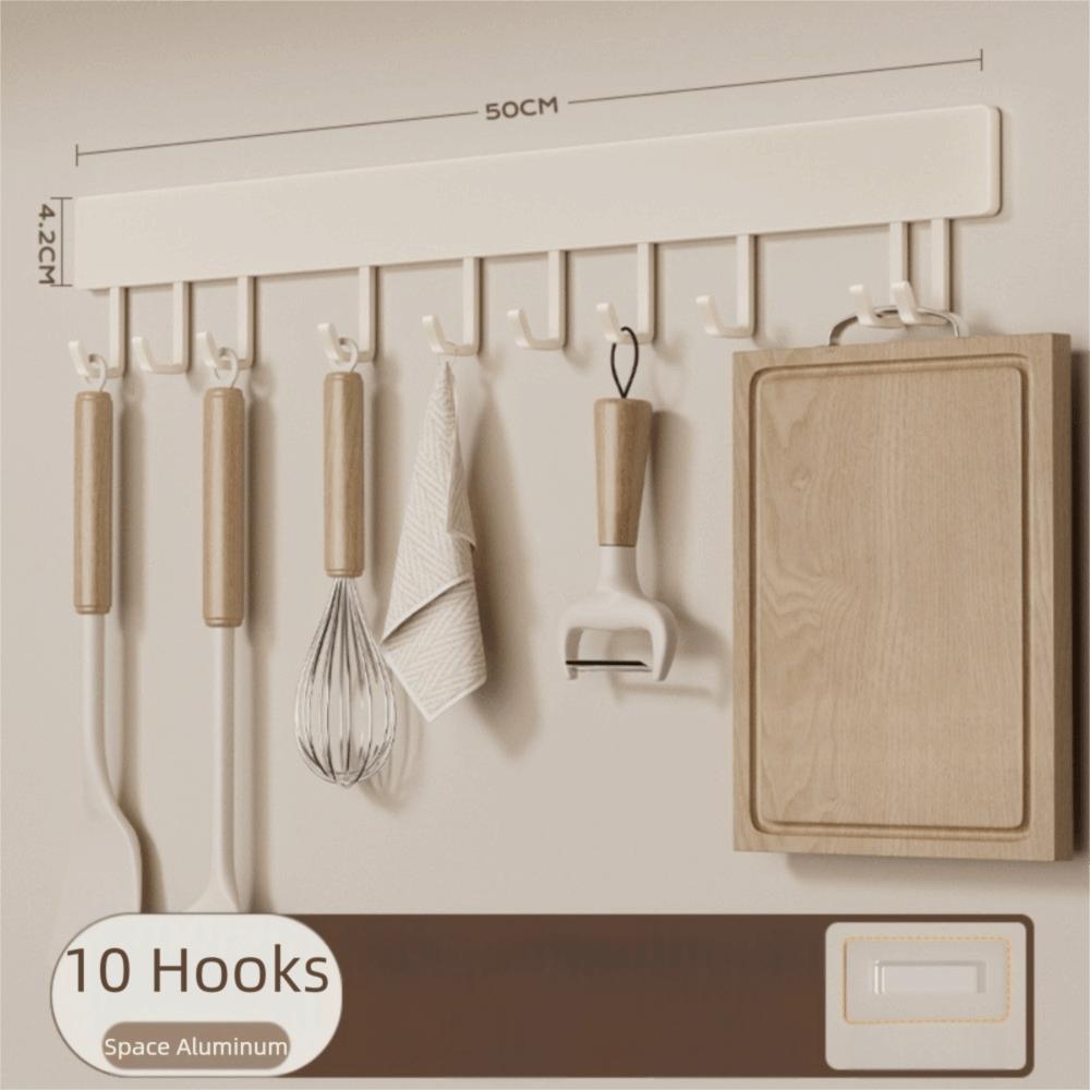 New 30/50cm Kitchen Hook Rack No Punching Space Saving Wall-mounted Hook Movable Hook Hook Rack Kitchen