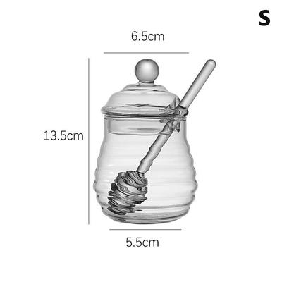 1 juego de recipiente de vidrio con forma de panal para almacenar miel, con cucharón y tapa, para el hogar, bodas, fiestas, utensilios de cocina