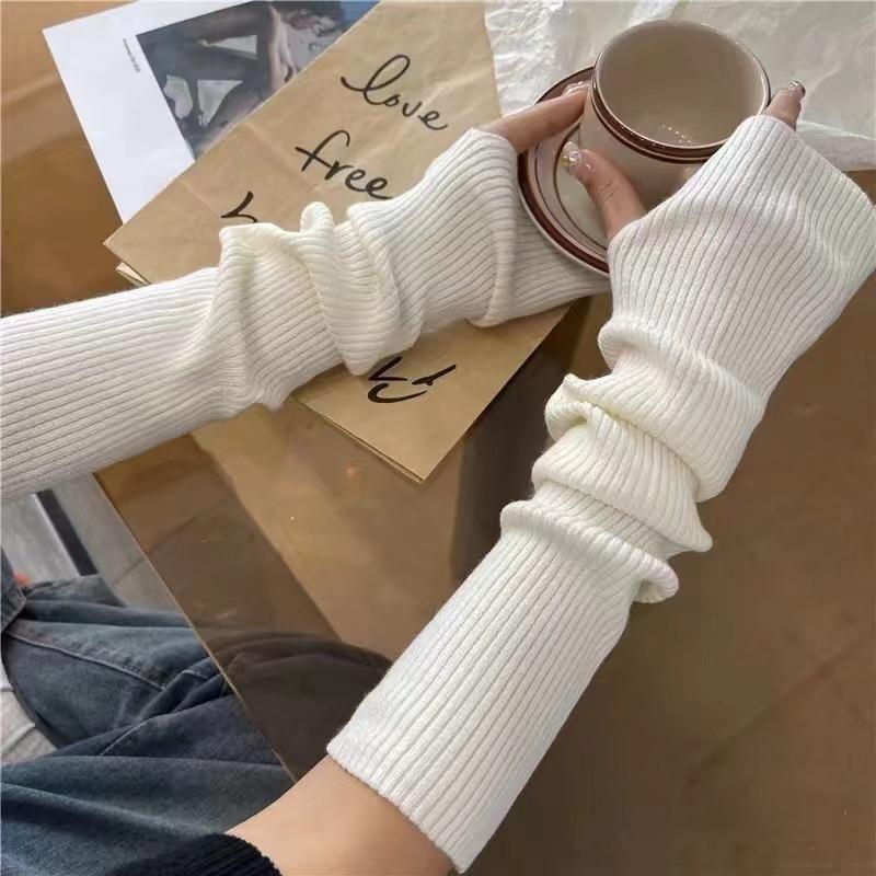 Fingerless Mittens Women Knitted Gloves Cosplay Anime Gloves Winter Arm Warmers Punk Gothic Harajuku Knit Mitten Arm Sleeves