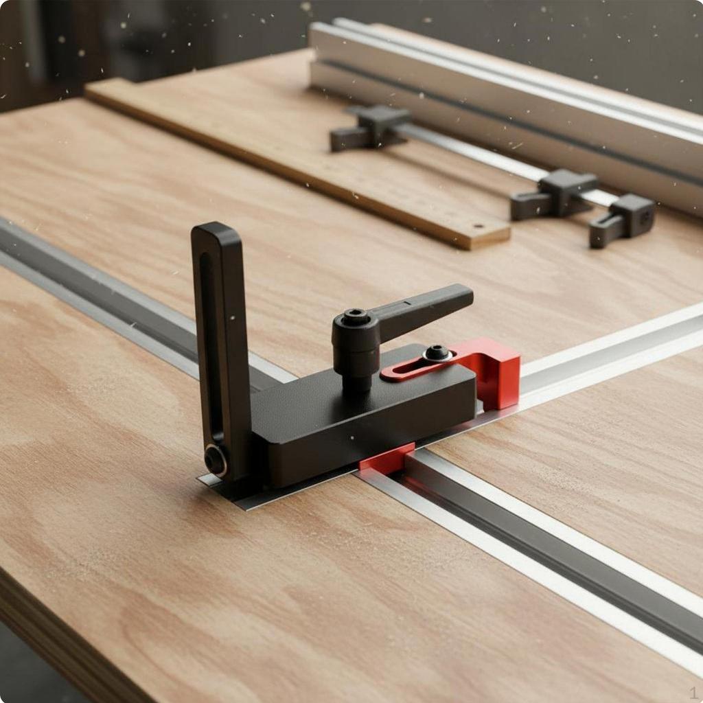 Carpentry Fence Stop Effortless Slide and Lock Adjustable Positioning Fixture Anodized Finish Miter