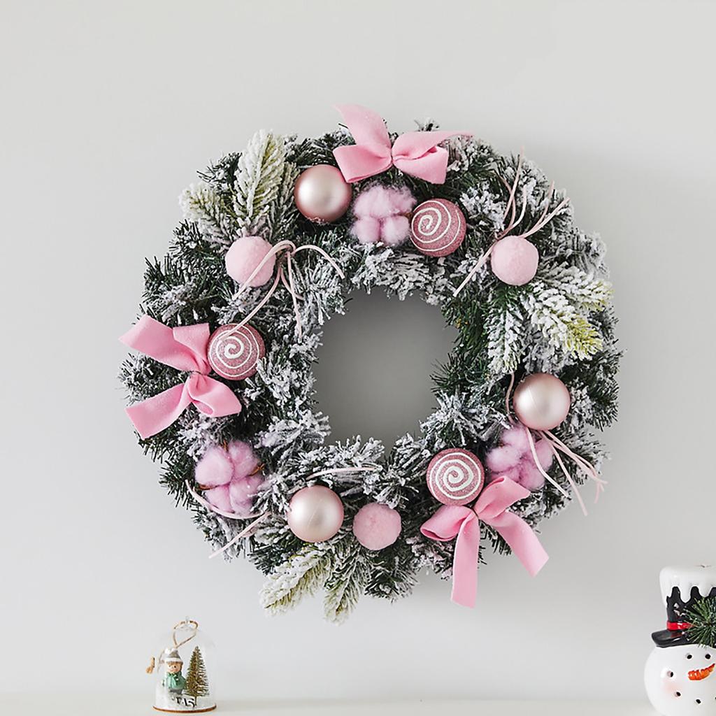 Wreath Decorations With Light Christmas Garland Decor Festive Garland Lighted 11.8Inch Wreath For Wall Winter Indoor Holiday