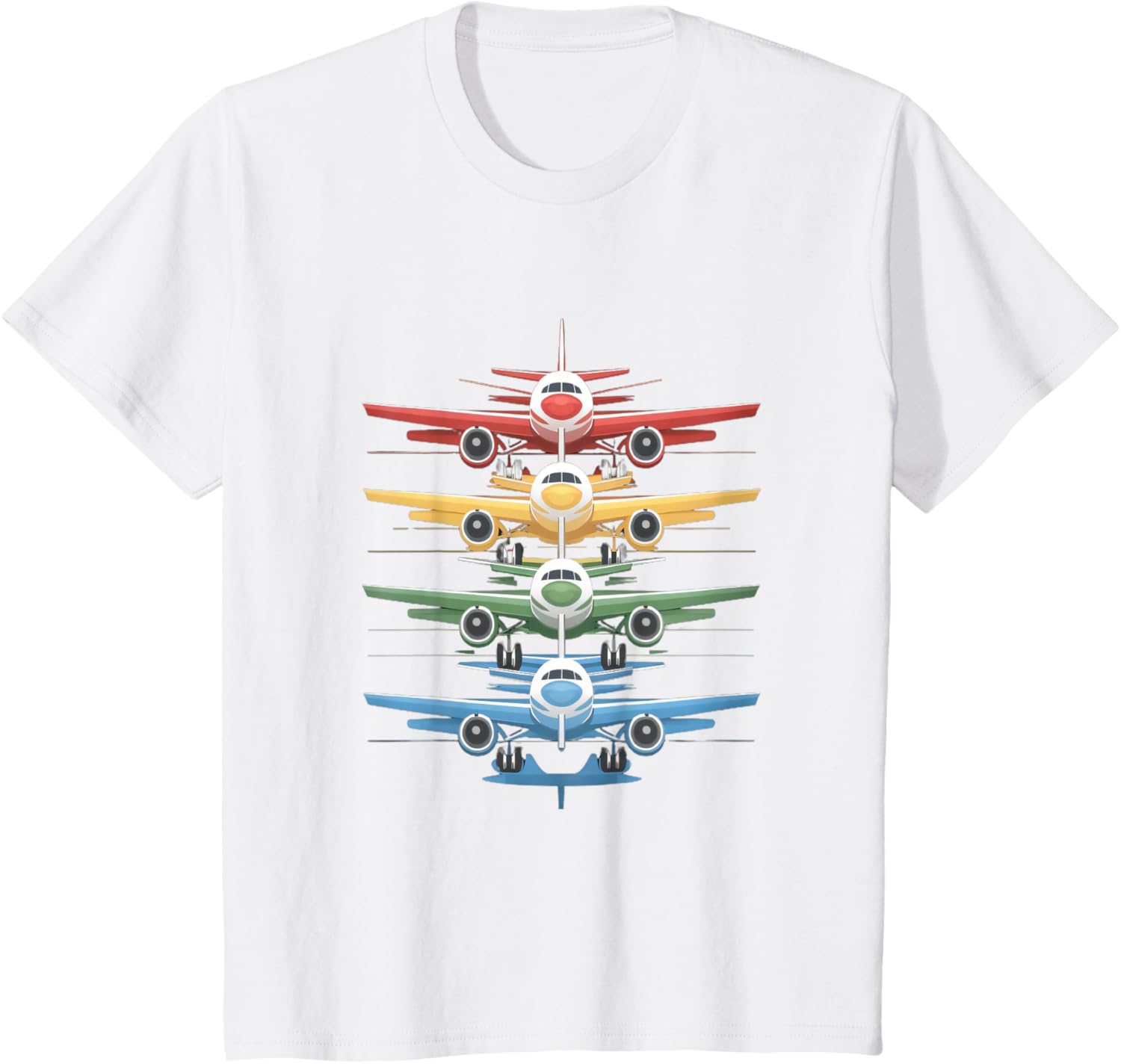 Aviation Airplane Flying Airline Colorful Enthusiast Pilot T-Shirt Short Sleeve Casual 100% Cotton Shift S