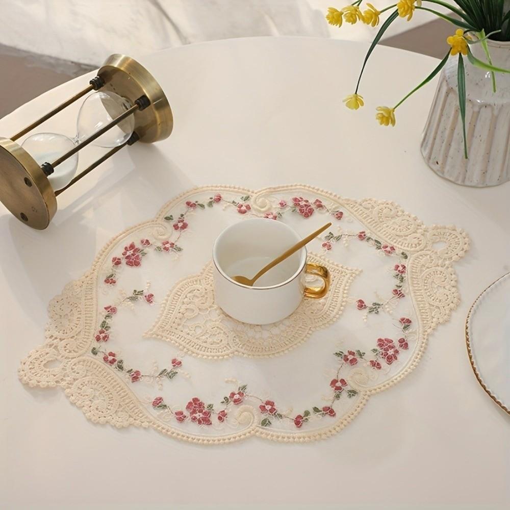 Exquisite Vintage Lace Coaster Heat Insulation Plate Mat Table Topper Flower Coasters Party Decor