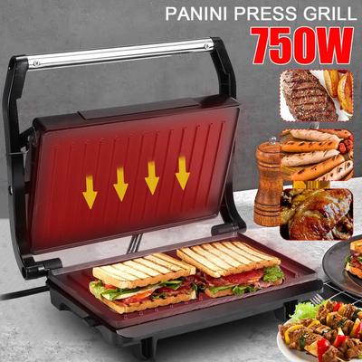 750W Patelnia do Hamburgerów Jajek Panini Elektryczny Toster Sandwichowy Podwójna Powierzchnia Nieprzywierająca Grill Mini Maszynka do Steków