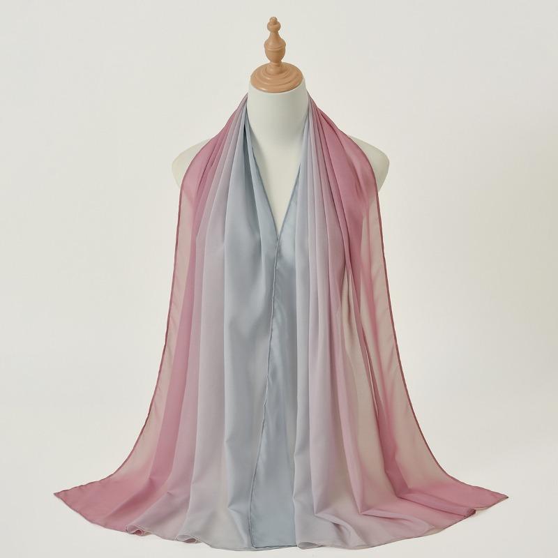 

New gradual change color matching pearl chiffon scarf long scarf women s decorative yarn ethnic headscarf 180CM
