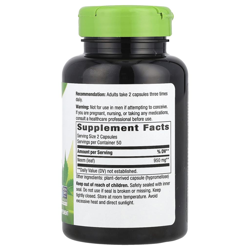 Nature's Way Neem Leaf, 950Mg, 100 Veggie Caps (475Mg Per Capsule)