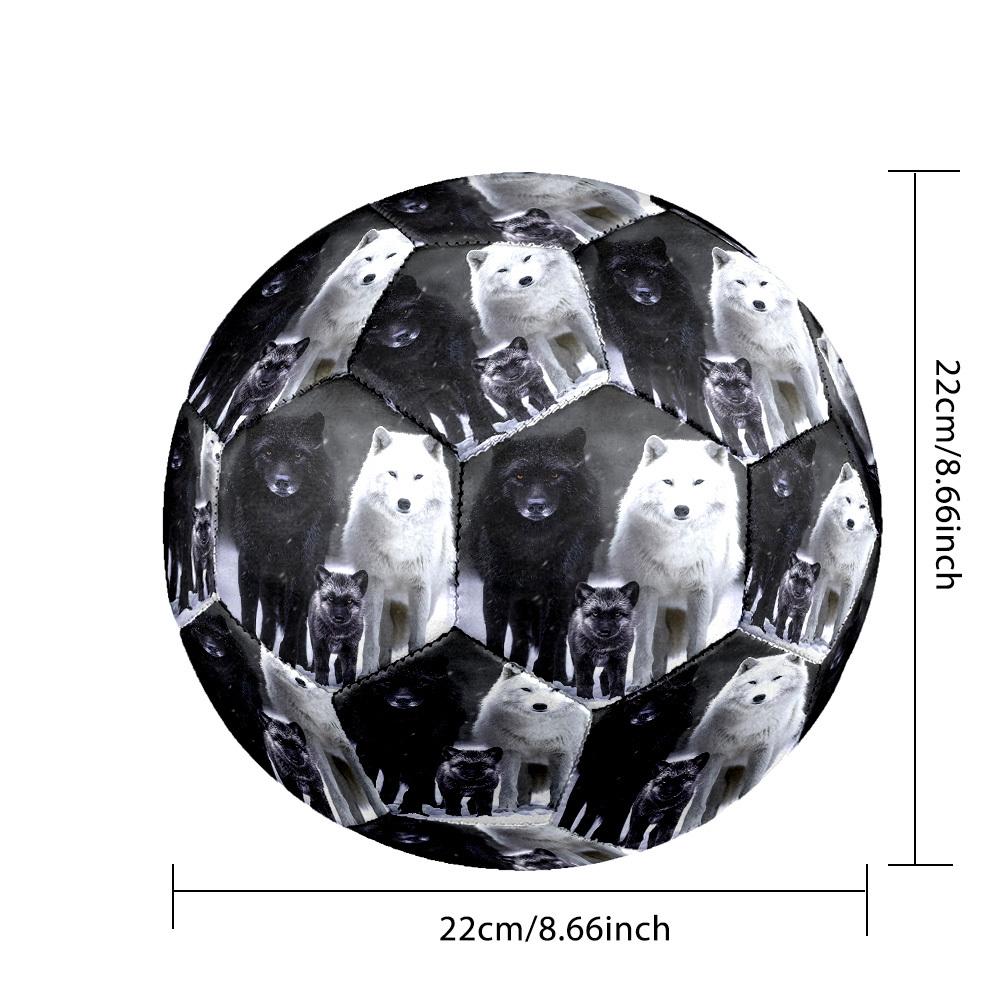 1pc Winter Wolf Family Theme Soccer Ball Football, Size 5, Lightweight PVC, Outdoor Training Soccer Ball,Gift c6526