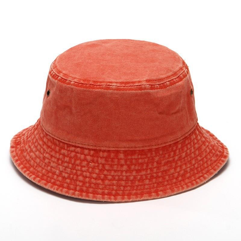 Bucket Hat Solid Color Washed Vintage Anti-UV Sunscreen Decorative Denim Unisex Women Men Cap Headwear