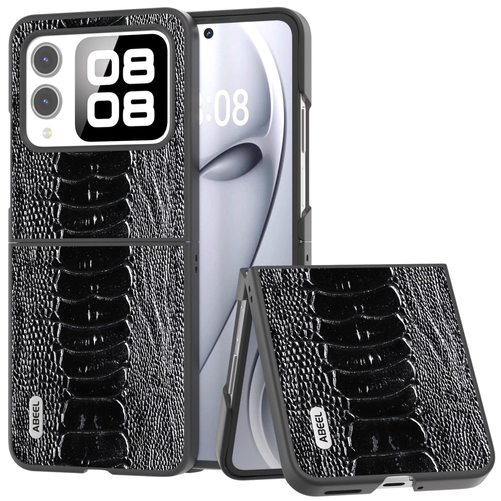 ABEEL For Huawei nova Flip 5G Case Genuine Leather Crocodile Texture Phone Cover D