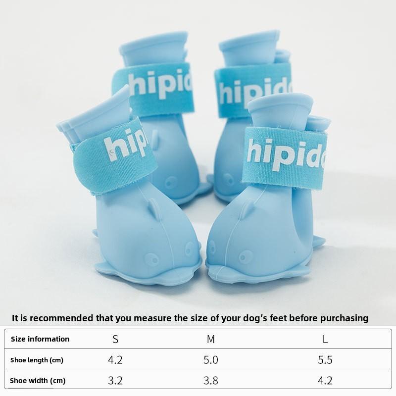 Cross-border Cartoon High-top Pet Silicone Rain Shoes Puppy Dog Going Out Non-slip Wear-resistant Waterproof Dog Shoes Teddy Foot Cover