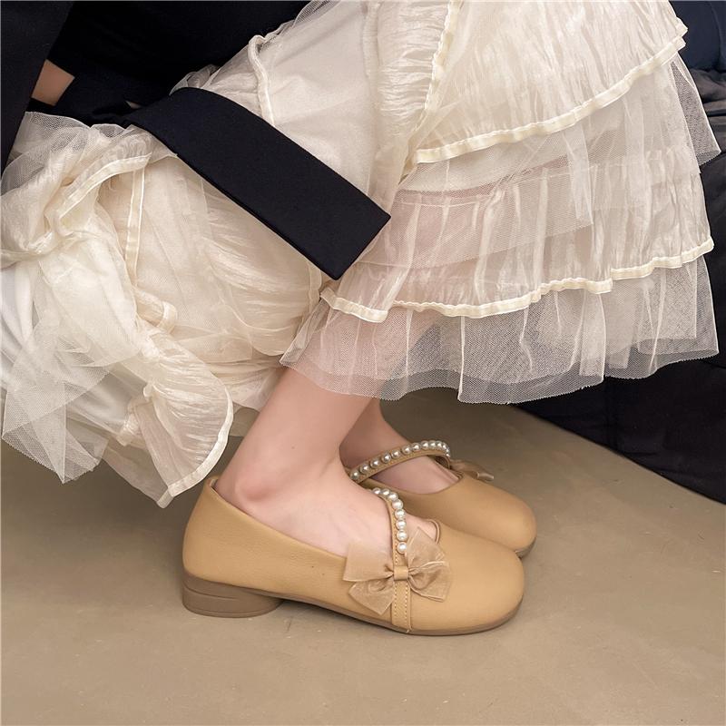Fashion 2025 New  Mary Janes Shoes Women Summer Vintage Round Toe Elegant Shoes Ladies String Bead Causal Slip-on Fashion Flat Shoes
