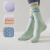 1 Pair Yoga Socks Anti Slip Silicone Mid-Calf Women Sports Socks 95% Cotton Sweat-Absorbent Anti-Odor Breathable Socks