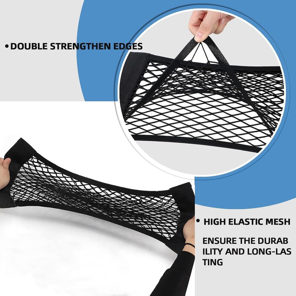 Universal Mesh Cargo Net for Car Trunk Storage,Elastic Small Automotive Cargo Net Pocket Wall Sticker Organizer Pouch Bag Storage for SUV,2 Pack with