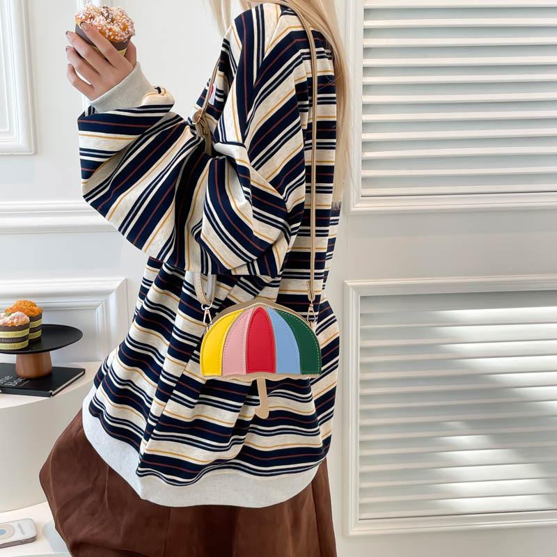 Rainbow Umbrella Bag With Pu Material For Street Style Daily Use