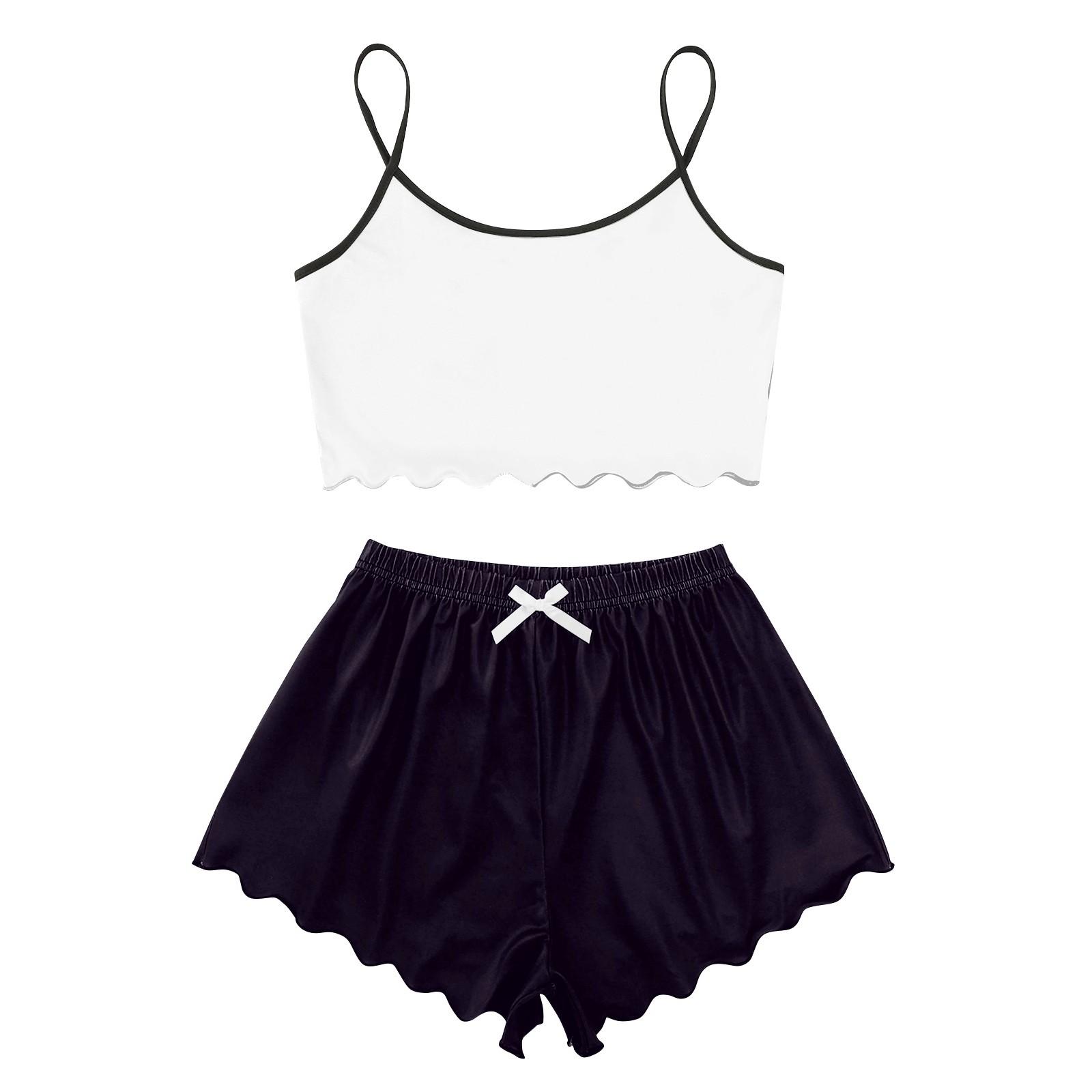 

Пижамные комплекты для женщин, мягкие комплекты домашней одежды из двух предметов, топы без рукавов, шорты, одинаковые пижамы, одежда для сна XL