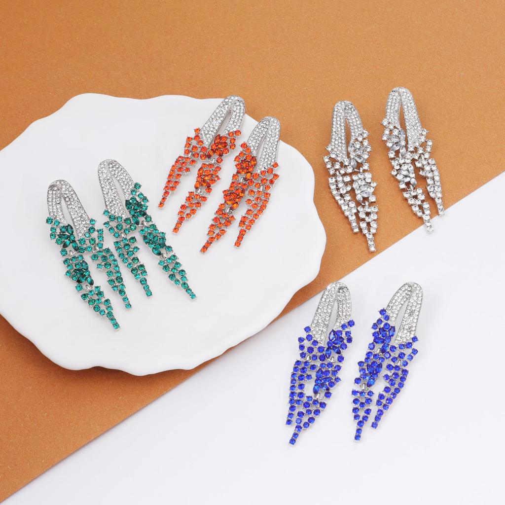 Luxury Colored Gem Tassel Earrings: High-End Diamond Long Dangle Earrings for Evening Gowns