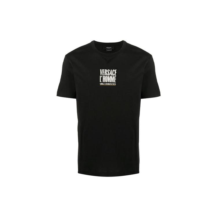 VERSACE T-Shirts Men's Black Crew Neck Moderate Straight Fit A86436-A228806-A1008