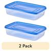 2 Pack Stackable Food Storage Containers BPA Free Rectangular Meal Prep Containers Clear Lids Ideal Fridge Pantry Organization