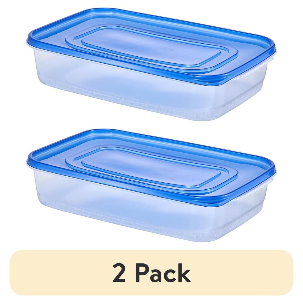 2 Pack Stackable Food Storage Containers BPA Free Rectangular Meal Prep Containers Clear Lids Ideal Fridge Pantry Organization