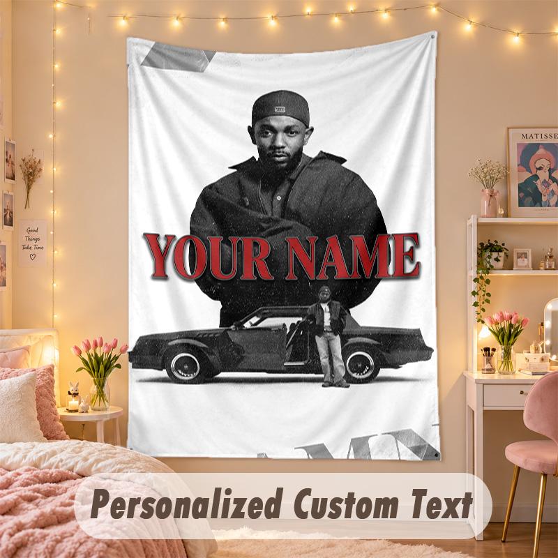 Custom Personalized Tapestry,Kendrick Lamar Print Custom Name Text Wall Art Hanging for Bedroom
