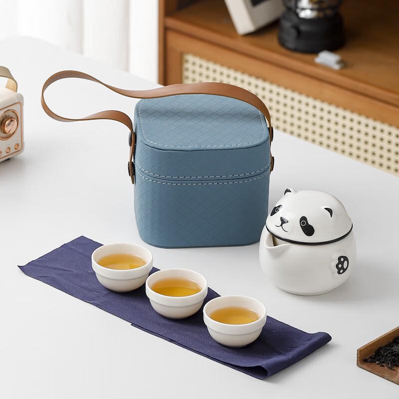 Panda Portable Ceramic Gongfu Travel Tea Set