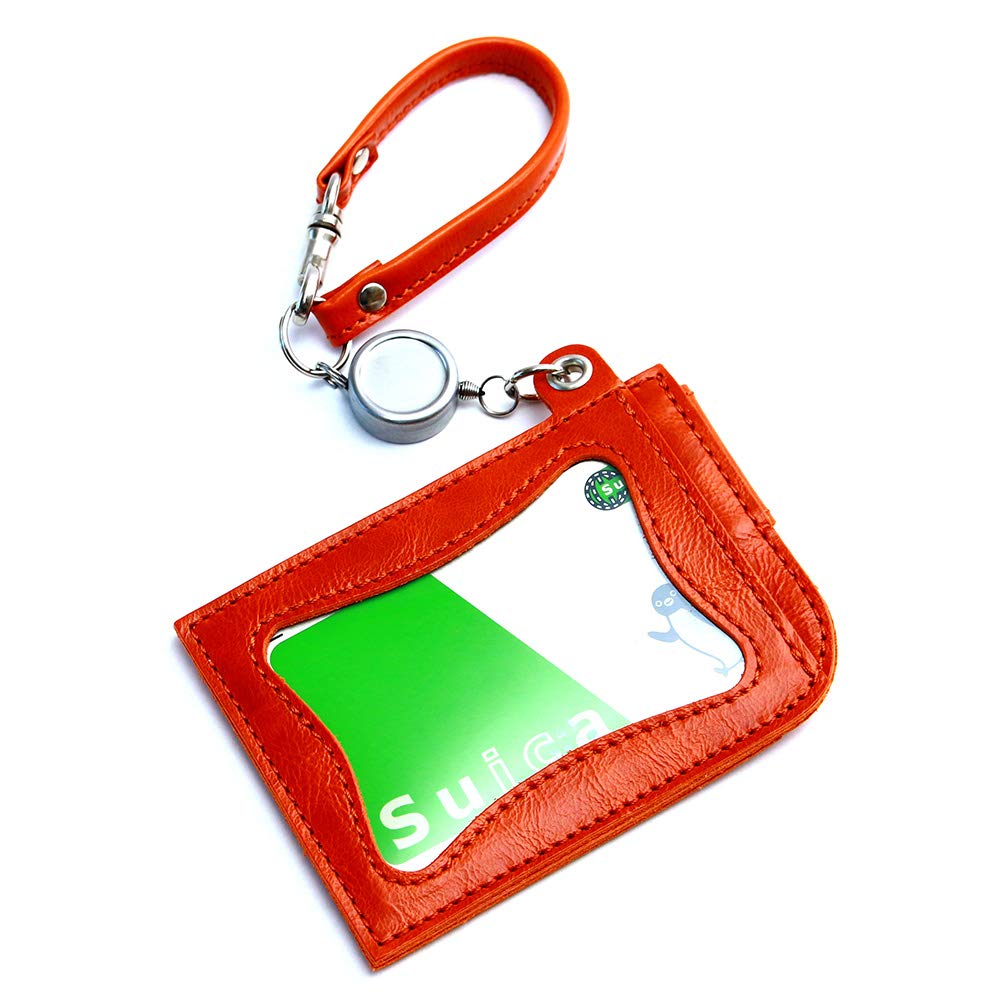 AGILITY affa "Seek" Pass Case with Reel, Holds 2 IC Cards, Genuine Leather, Made in Japan