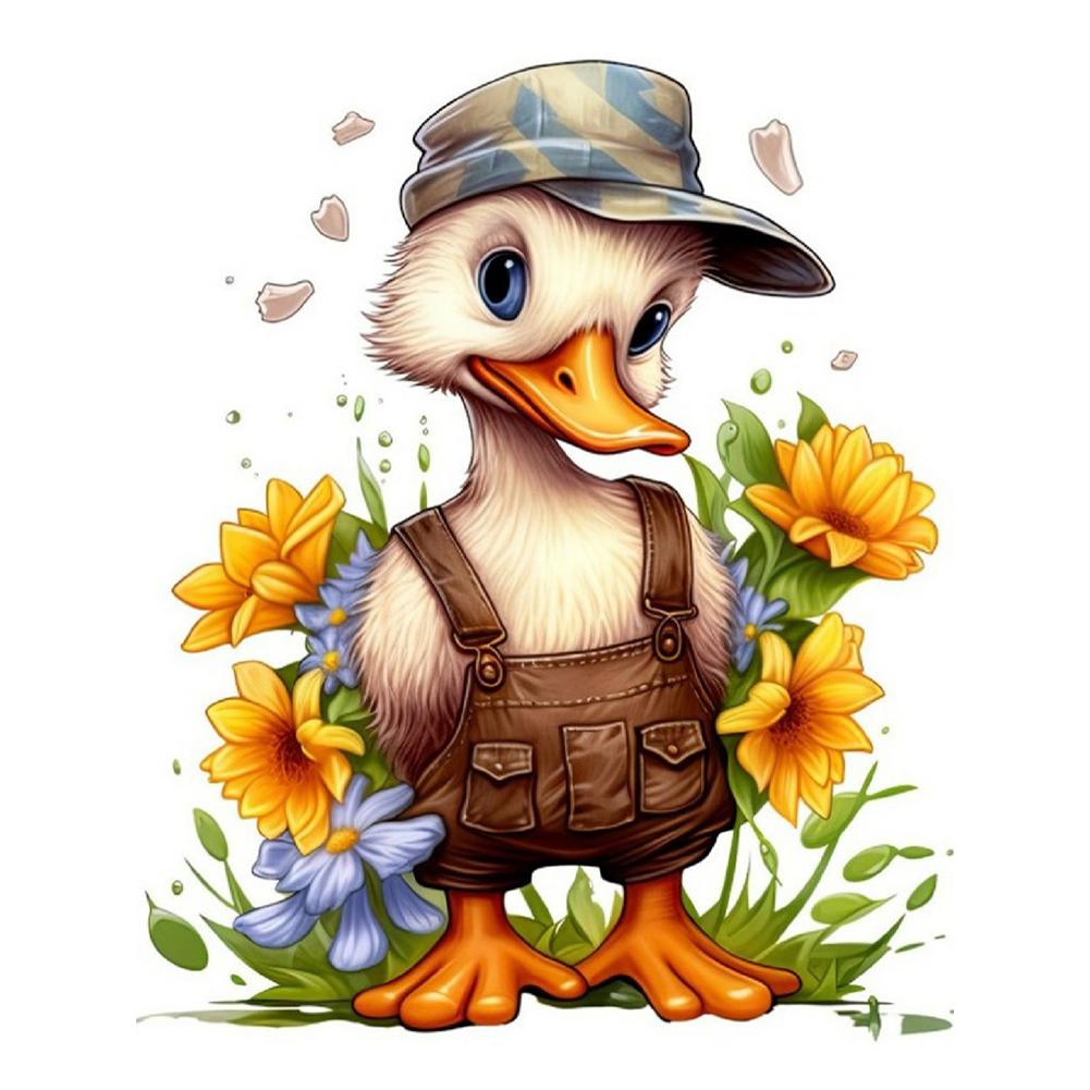 2pcs 5D DIY Full Round Drill Diamond Painting Duck In a Hat Kit Decor 30x40cm
