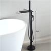 Tuqiu Black Bathroom Bathtub Faucet + Handheld Shower Free Standing Luxury Chrome Waterfall BathTub Mixer Taps Floor Mounted