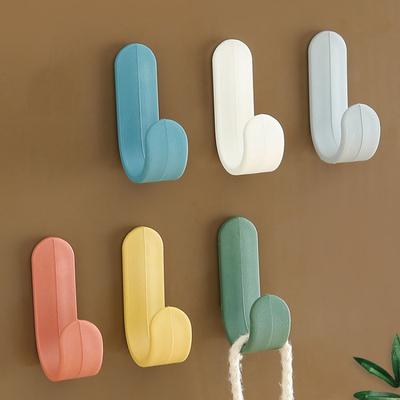 Simple J-Shaped Hook Wall-Mounted Nordic Style Non-Punching Hook Household Seamless Coat Hook Mini Door Adhesive Hook