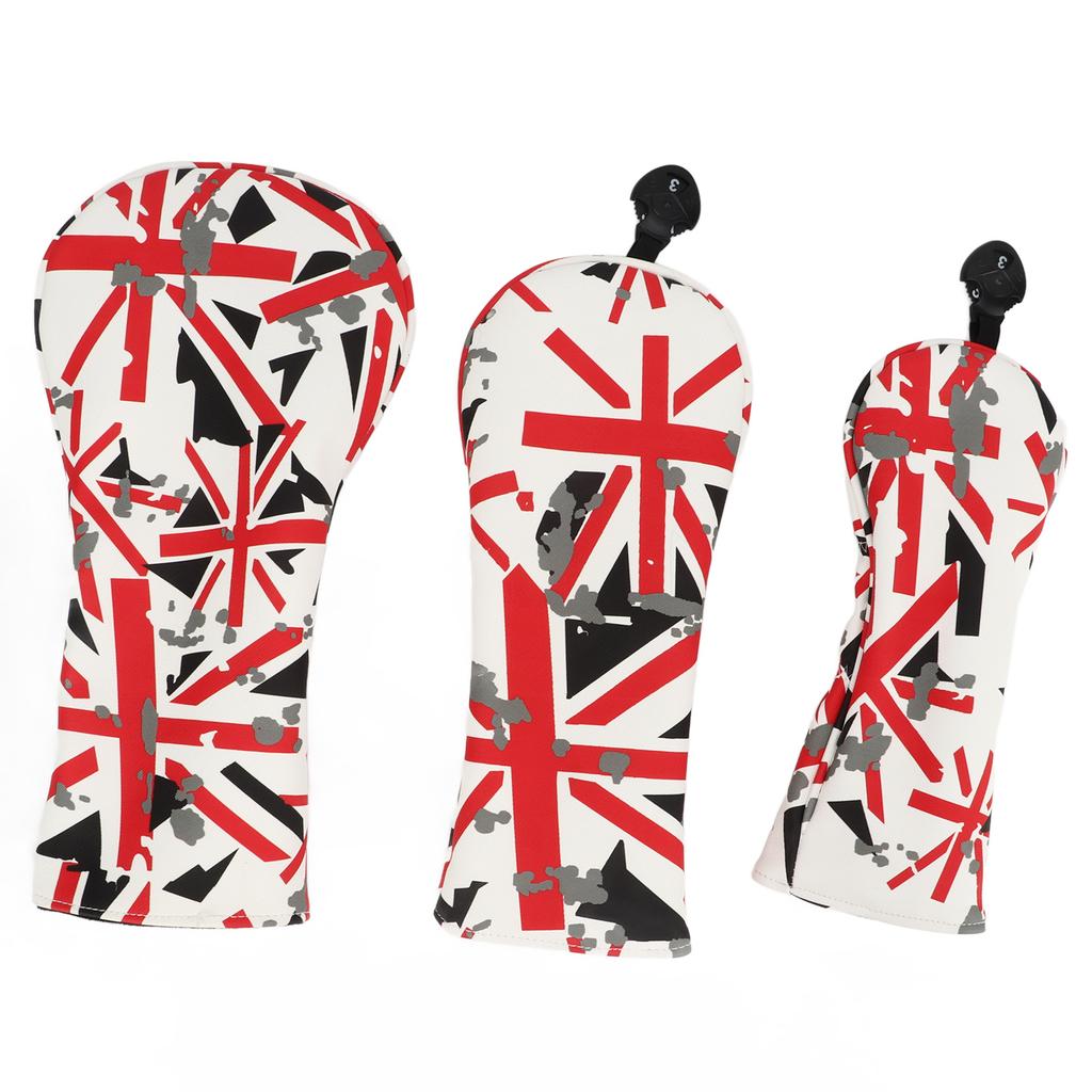 3Pcs Golf Club Head Cover Oxford Cloth British Flag Golf Head Cover for Golfer Lovers