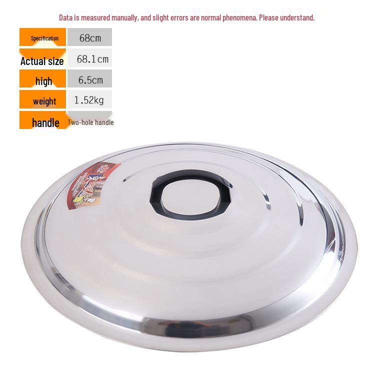 Large Stainless Steel Iron Pot with Round Lid for Household Stir-Frying